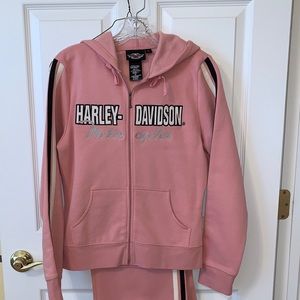 🤩Super cute Harley Davidson pink hoodie sweatsuit